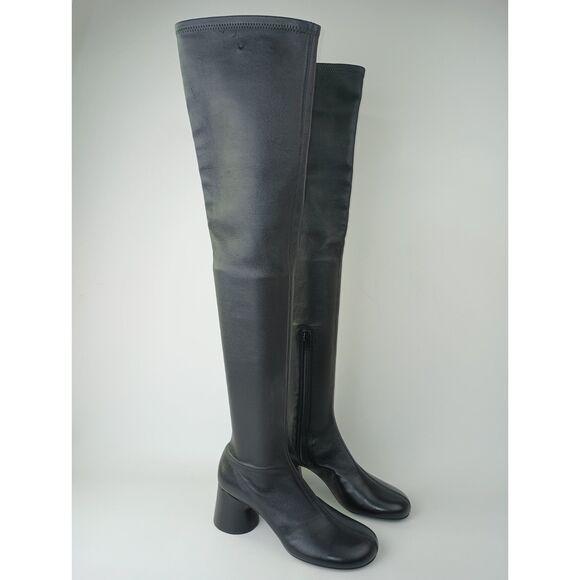 Khaite Women's Black Admiral Lambskin Leather Over the Knee Boots Size 37 - Picture 2 of 11
